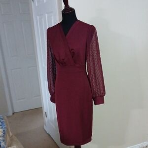 Grace Karin Burgundy Long Sleeve Dress